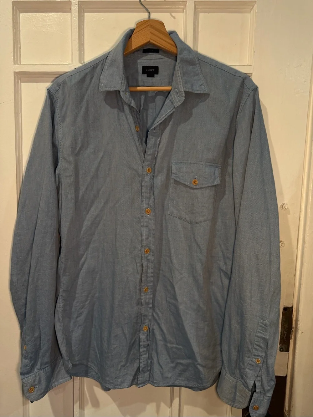 J. Crew Men's Light Blue Chambray Button-Down Shirt